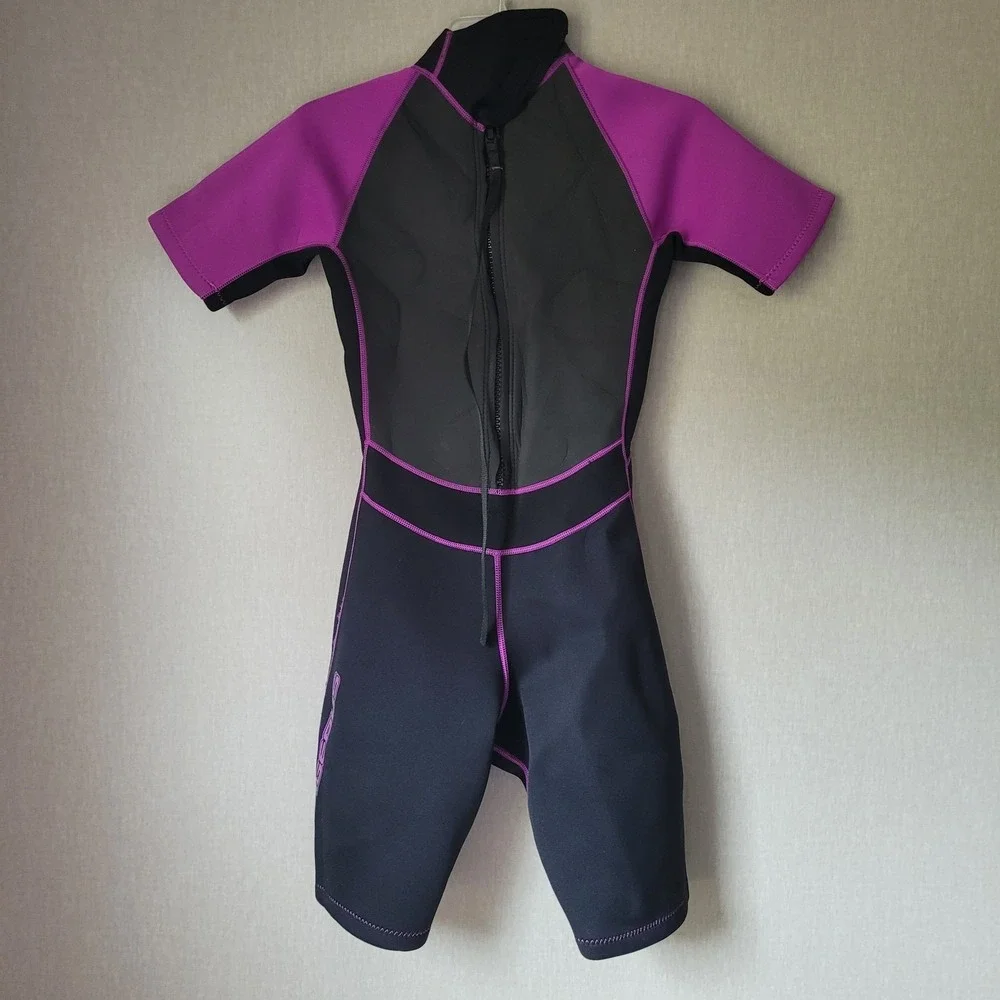 O'Rageous Youth Girls Large Wetsuit Shorty Spring Suit‎ - Black/Purple - Size L